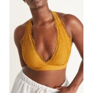 NWT Old Navy Halter Bralette Yellow Lace Size XXL